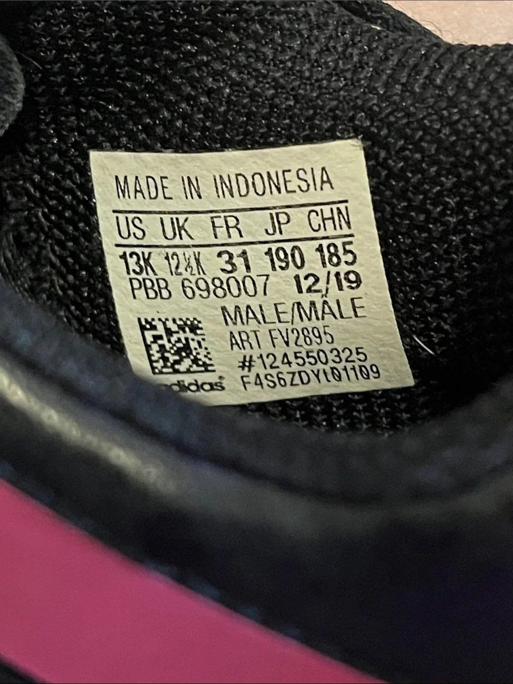 adidas Black Sneakers with Pink Stripes - kids.